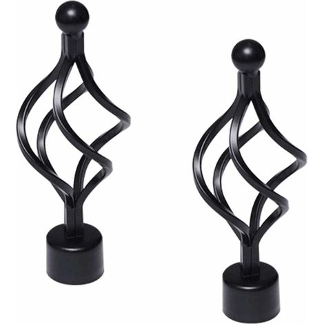 2 embouts décoratifs noirs vintage en métal pour tringle à rideaux de 28 mm de diamètre (type cage torsadée) - Décoration de fenêtre intérieure (1/4)