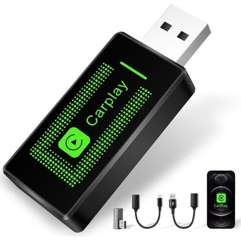 Lyssiefeel Kabelloser CarPlay-Adapter für iPhone, Upgrade 2024, CarPlay-USB-Stick, einfache Plug-and-Play-Installation, kompatibel mit Fahrzeugen ab Baujahr 2016 und iPhones mit iOS 10+ (1/4)