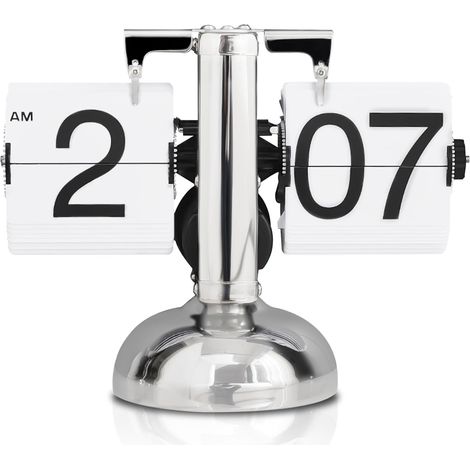 Flip Clock,Flip Desk Clock,Horloge à Rabat Rétro,Horloge de Bureau numérique à Rotation Automatique