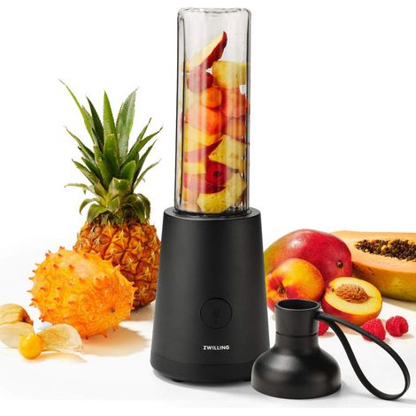 Zwilling 36420-010-0 Frullatore, Smoothie Maker, Bottiglia con Tappo, 600 ml, 300 Watt, Acciaio Inox/Plastica, Nero (1/5)