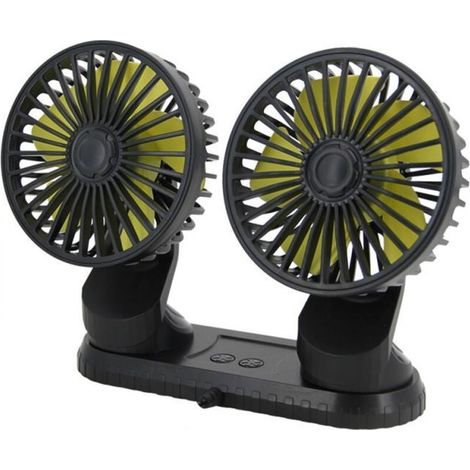 Ventilateur de voiture d'été 10W, alimenté par USB, multi-angle rotatif, double tête, 3 vitesses, ABS, accessoires de refroidissement de voiture (1/4)