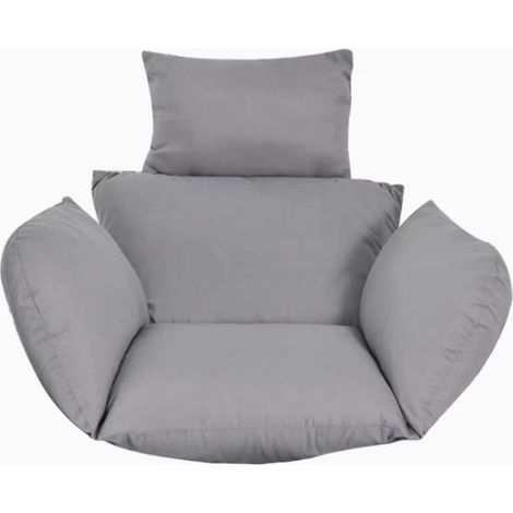 Coussin de rechange XXL pour fauteuil suspendu, assise et dossier, housse déhoussable et lavable, polyester, coloris gris clair, version imperméable