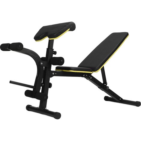 Banc de musculation pliable multifonction, coussin dossier réglable en PU doux, chaise d'entraînement renforcée pour abdos et haltères (1/5)
