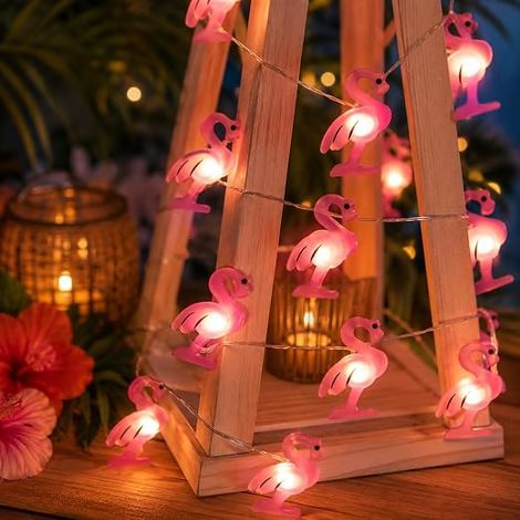 flamingo light garland 2m 20 led flamingo decoration micro copper wire string lights battery operated string lights indoor (1/5)