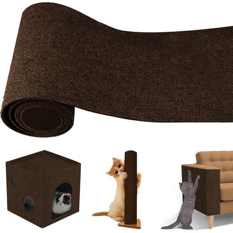 Tapis griffoir autocollant pour chat, protection canapé chat, anti-griffures, 40×300 cm, griffoir chat, protection meubles, marron (1/5)