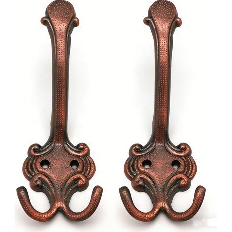 Clothes Hook - Zinc Alloy - Antique Red - Large Size - For Bathroom Towel Robe Door Back - 2 Pieces (1/4)