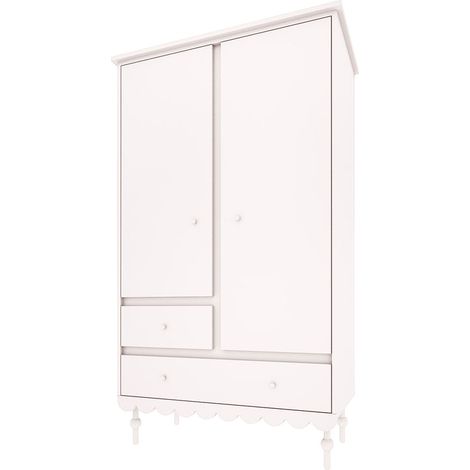 Armoire 2 portes 2 tiroirs Wood Luck Babushka Blanc (1/4)