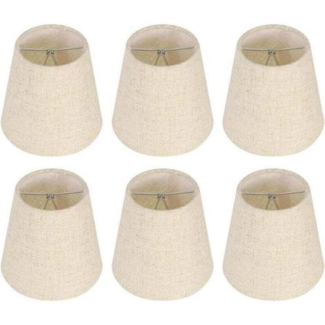 Angebot: 6 Mini-Abdeckungen aus Leinen mit Klemme – ideal für Tisch- und Stehlampen, skandinavischer Stil, beige Farbe, Maße 9 × 14 × 13,2 cm