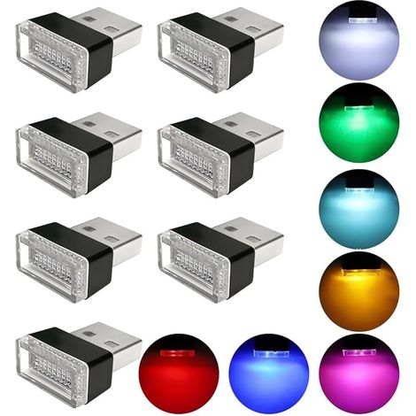 7-teilige LED-Autoinnenraumbeleuchtung, 7-farbig einstellbare Ambientebeleuchtung, tragbare Autoinnenraumleuchte
