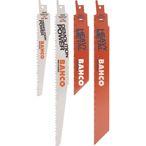 Set di lame per sega a gattuccio bimetalliche per metalli pesanti e demolizione (5 pz) - BAHCO 3940-HDD-SET-5P