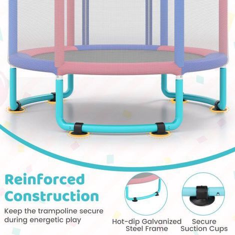Children's 6-in-1 Trampoline with Safety Net, Blue (1/5)