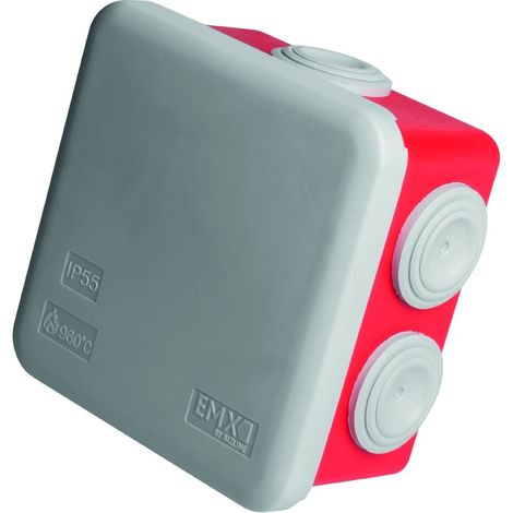 Pack de 5 boîtes de dérivation pour circuit de sécurité ERP - 80 x 80 x 45 mm - Couvercle à vis 1/4 de tour - 102080 - EMX (1/2)
