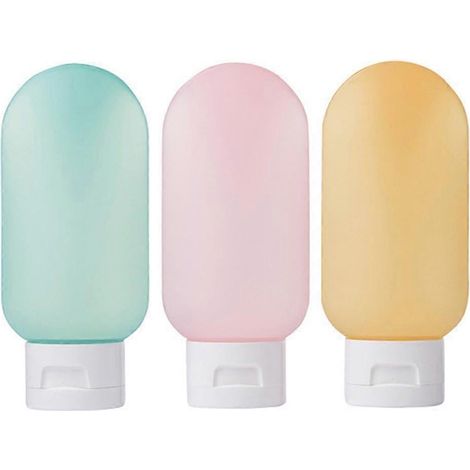 Flacons de voyage pour produits de toilette, ensemble portable de 3 pièces, contenants de voyage écologiques en matériau alimentaire, étanches, rechargeables et sans BPA. (1/5)
