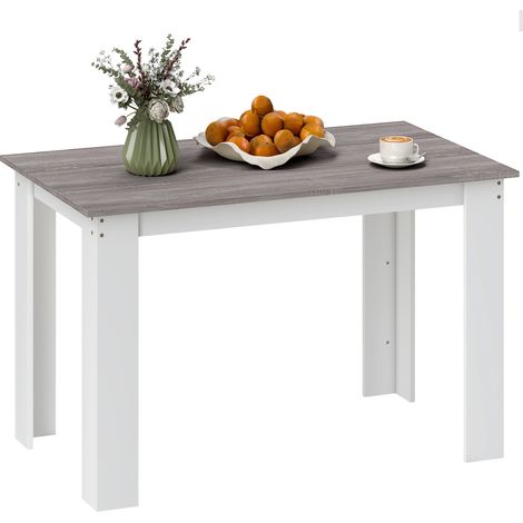 Table à manger grand plateau PEDRO aspect bois gris (1/5)