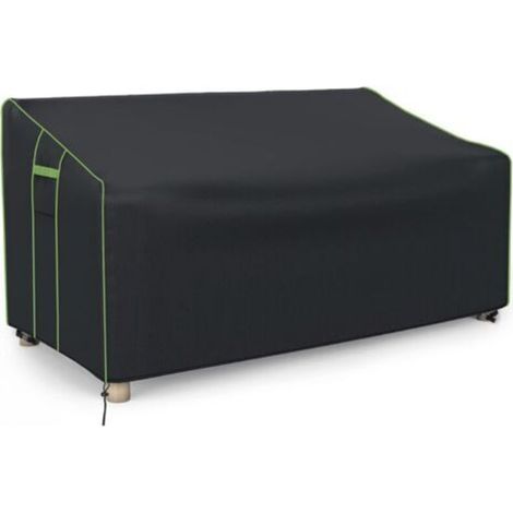 Double sofa cover, silver-coated waterproof fabric for outdoor use, protective cover for outdoor furniture, dustproof and sunproof (black, 137 x 94 x 69/89 cm) (1/4)