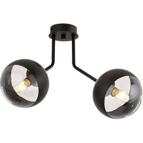 Plafoniera Contemporaneo Orione Acciaio Nero Trasparente 2 Luci E14 Ip20 (1/5)