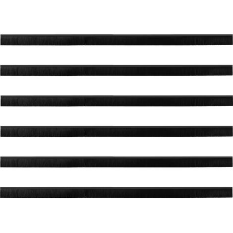 Brosses de porte adhésives 6 pcs Noir 100 cm