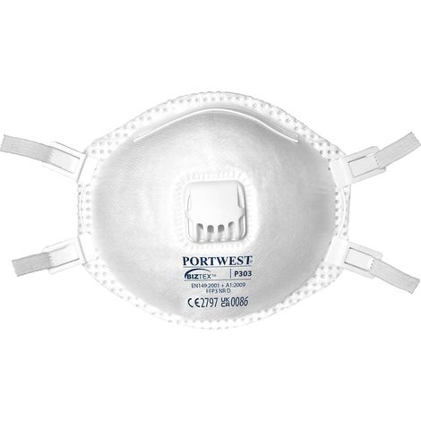 Mascarilla Dolomite con válvula FFP3 EN 149 FFP3 NR D, junta interior de espuma PORTWEST P303 (pack de 10) (1/2)
