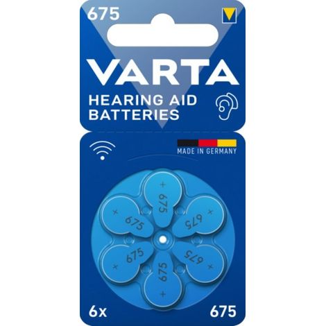 Blister 6 piles auditives 1.4V - Varta (V675) (1/2)