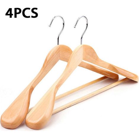 Cintre en bois massif à larges épaules, sans couture, support à vêtements pour la maison, compatible avec les cintres à costumes épais. (1/5)