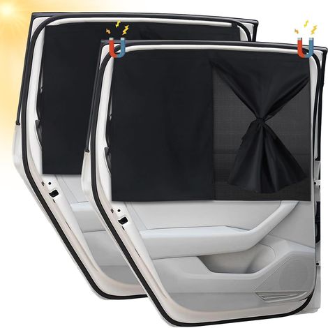 Pare-soleil pour bébés, lot de 2, magnétiques, double couche pour vitres de voiture, pare-soleil pour enfants, rideau de voiture, protection UV, pare-soleil adapté à 99 % des voitures, intimité pour v (1/5)