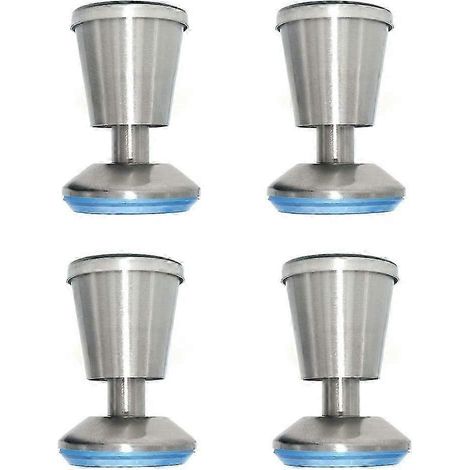 Un ensemble de 4 pieds de meubles en acier inoxydable, de 80 mm de haut, avec une plage de réglage en hauteur de 0 à 5 mm. (1/5)