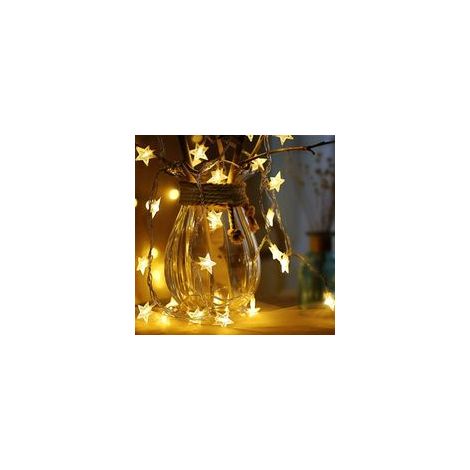 Guirlande lumineuse de Étoile,6M 40 Pcs LED à piles fairy lights pour Noël Chambre Chambre intérieure et extérieure (blanc chaud) (1/5)