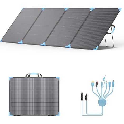 Panneau solaire bifacial pliable de 400 W avec un rendement de 23,5% - Panneau solaire étanche IP68 avec support robuste pour station d'alimentation, camping, camping-car, jardin et bateau