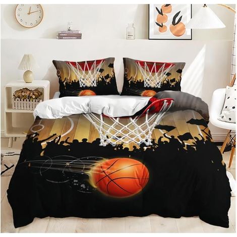 Housse de Couette 90x190 Basket Impression 3D Parure de Lit de Housses de Couette en Microfibre avec Fermeture éClair - MS1 (1/4)