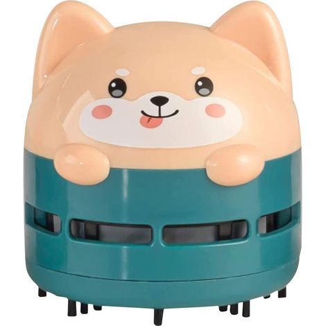 Mini-Tischstaubsauger, tragbarer USB-Staubsauger fürs Büro, niedliches Cartoon-Design, drehbarer Staubwedel (Grün) (1/5)