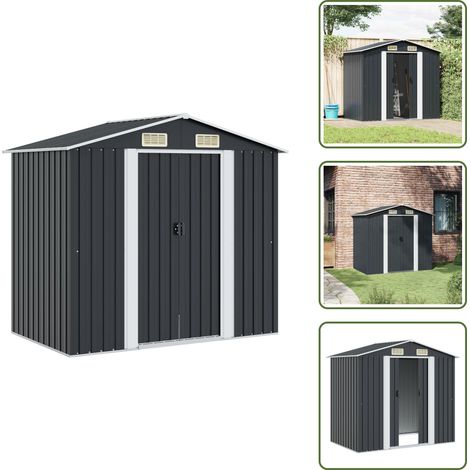 Gartenschuppen Anthrazit Stahl 204 x 132 x 186 cm - Gartenschuppen - Stahlausführung - Anthrazit - Werkzeuglagerung - Outdooraufbewahrung (1/5)