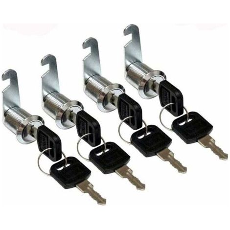 Lot de 4 Serrure Batteuse Cylindre, Verrou de Porte pour Armoire, Serrure Batteuse a Came Barillet pour Boite aux Lettres Tiroir -25mm - Argent (1/5)