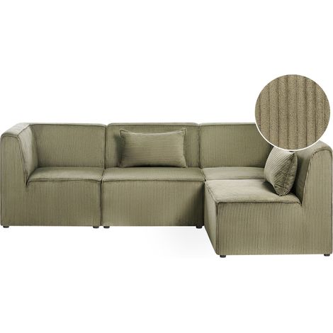 Modular Left Corner 4 Seater Sofa Green Corduroy 4 Seater Sectional Sofa Modern Design LEMVIG