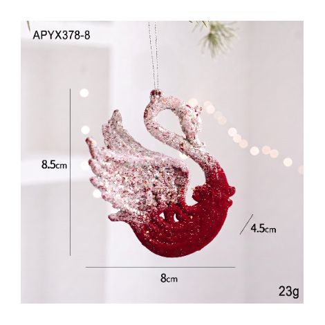 Décoration de Noël pendentif nœud papillon en velours rouge bordeaux série cygne (1/2)