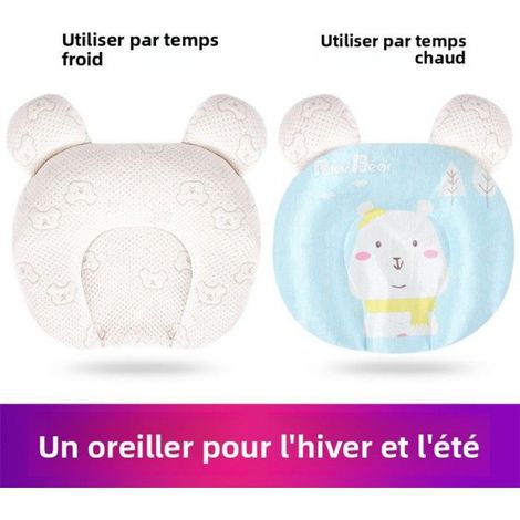 1 Oreiller en latex, forme ronde, housse en coton, garnissage fibre polyester, pour nouveau-né 0-3 ans (1/3)