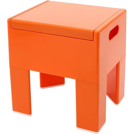 Tabouret bas en plastique avec espace de rangement – Tabouret de changement de chaussures et banc de rangement pour couloir, salon, salle de bain, moderne, 40 x 37 x 31 cm, jusqu'à 100 kg (1/5)
