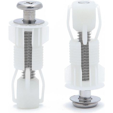 Toilet Seat Fittings and Fixings 2 Pack Toilet Lid Hinge Screws Nylon Fixing Bolts Extendable Nuts Toilet Cover Screws Kit (M6) (1/5)
