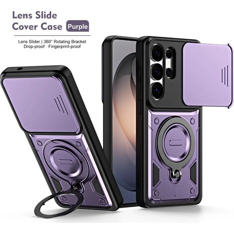 Étui pour téléphone (violet, Galaxy A26 5G) avec anneau magnétique et protection coulissante pour objectif de caméra (1/5)