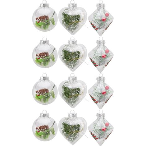 12 Boules de Noël Transparentes Incassables PET Écologique, Décorations de Fête en Moulage Soufflé Lot 6167 (1/5)