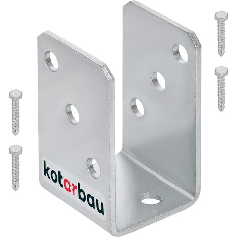 Kotarbau – Support de poteau en U à visser 50 mm – Galvanisé à chaud – Pour béton, bois et brique – Fixation sécurisée avec vis adaptées