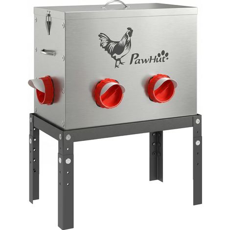 Distributeur automatique pour poules 18 kg acier galvanisé 6 ouvertures 42x25x55,5 cm