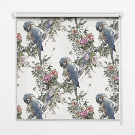 Tenda a Rullo Interna per Finestra - Tenda Filtrante Luce - Tenda Privacy - Tenda Decorativa Rettangolare - Rullo per Interni - (100 cm x 100 cm) - Pappagalli sui fiori (1/5)