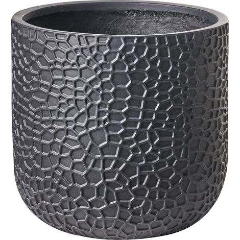 Flower Pot Black Fibre Clay Indoor and Outdoor Planter Round 43 x 43 x 42 cm Decorative Accent Modern Design Living Room Garden YUHUA (1/5)