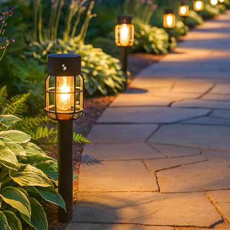 BEPER P207ILO021 Lot de 2 lampes solaires de jardin avec piquet, éclairage LED extérieur pour allées et parterres de fleurs, allumage automatique, IP44 (1/5)