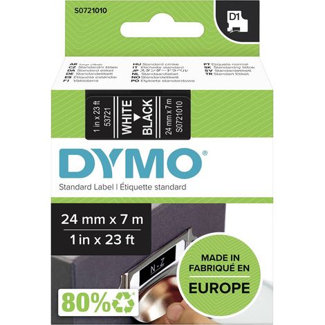 Cassetta nastro DYMO D1 53721 Colore Nastro: Nero Colore carattere:Bianco 24 mm 7 m