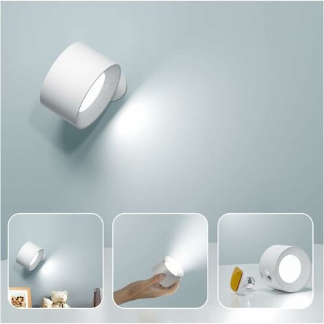 Feallive LED wall lamp for indoor, 2pc lamp with 1800mAh battery USB charging port, touch control 3 levels brightness, 360째 rotation living room, staircase, hallway, Multicolor (1/5)