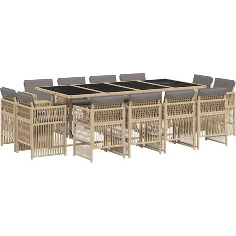Maison Exclusive - Set comedor de jardín con cojines 13 pzas ratá