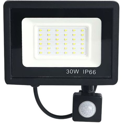 30-W-LED-Flutlichtstrahler, schwarz, mit Bewegungsmelder für den Außenbereich, Schutzart IP65, Farbtemperatur: Kaltweiß 3000 K/6500 K – RW-Flutlichtstrahler mit Bewegungsmelder (1/5)