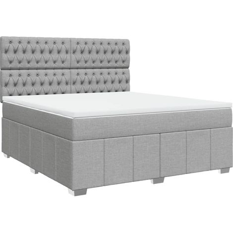 Maison Exclusive - Cama box spring con colchón tela gris claro 18 (1/5)