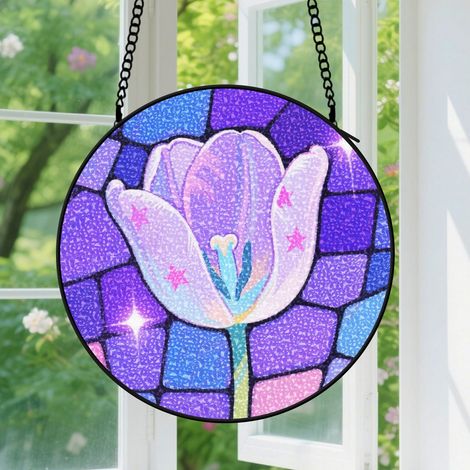 Suspension en vitrail, attrape-soleil coloré élégant unique, décoration intérieure maison, cadeau Fête des Mères, Noël pour femme, maman 9cm (1/5)